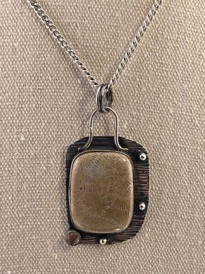 Fossil Coral and Citrine Gemstone set in Sterling Silver