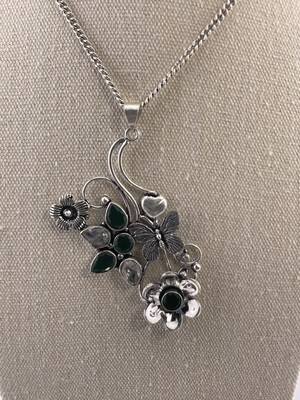 Emerald and Topaz Gemstone Set in Sterling Silver