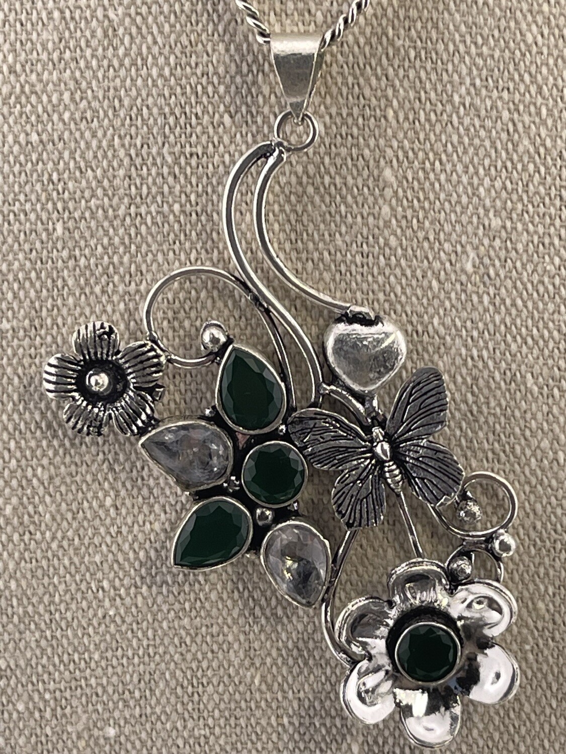 Emerald and Topaz Gemstone Set in Sterling Silver
