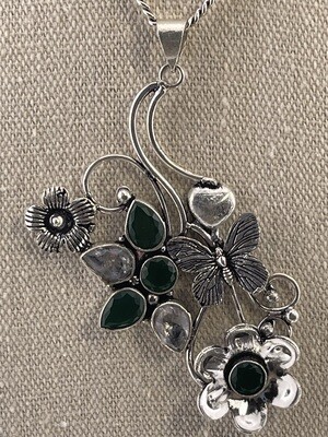 Emerald and Topaz Gemstone Set in Sterling Silver