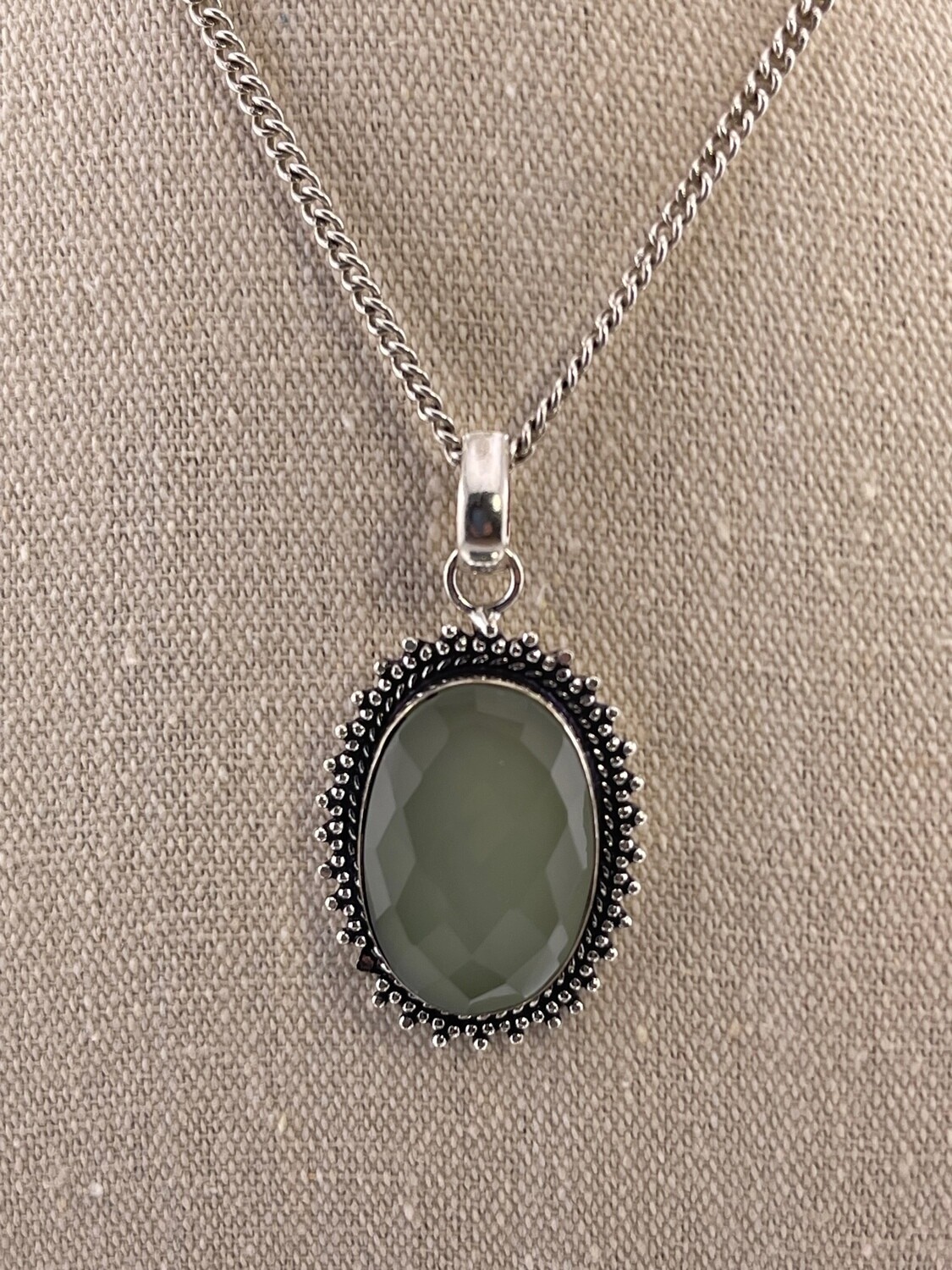 Green Chardonnay Gemstone set in Sterling Silver