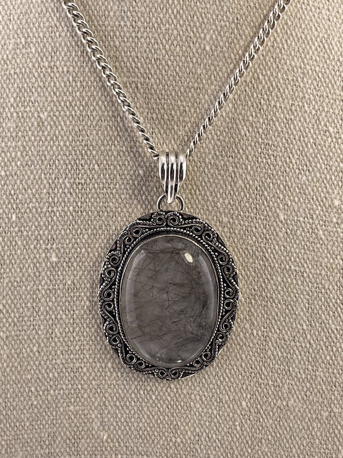 Rutilated Quartz Gemstone set in Sterling Silver