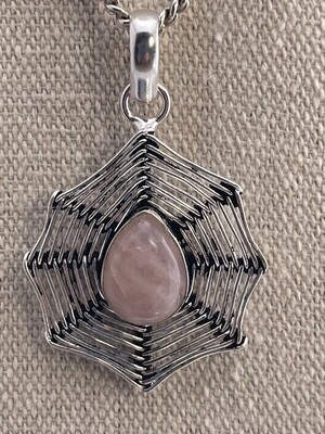 Pink Rose Quartz set in Sterling Silver