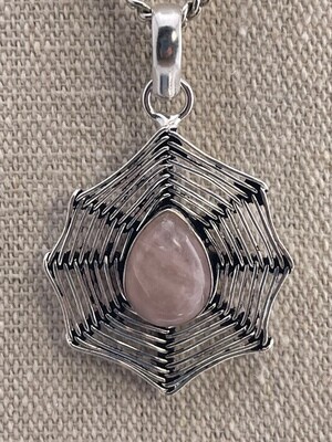 Pink Rose Quartz set in Sterling Silver