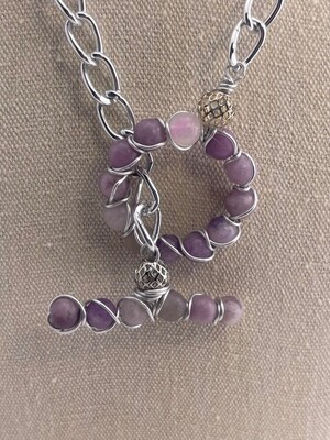 Front Lock Necklace with Amethyst Gemstone