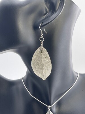Leaf Earrings Sterling Silver Electro Plated