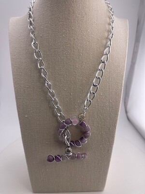 Front Lock Necklace with Amethyst Gemstone