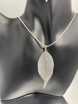 Leaf Pendant Sterling Silver Electro Plated