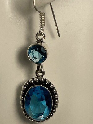 Blue Topaz Earrings set in Sterling Silver