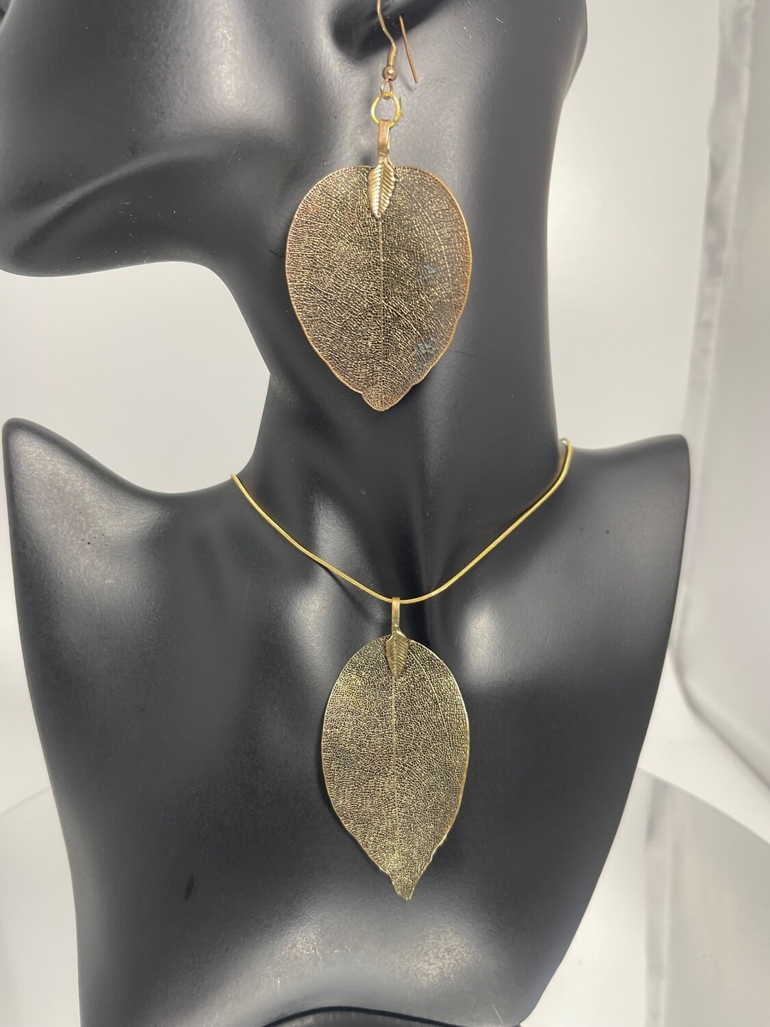 Leaf with Sterling Silver and Electro Plated Earrings