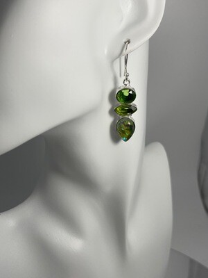 Fire Opal Peridot Gemstone set in Sterling Silver