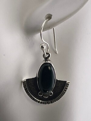 Bloodstone Genuine Gemstone with Sterling Silver Earring