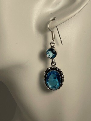 Blue Topaz Earrings set in Sterling Silver
