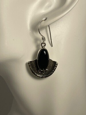 Bloodstone Genuine Gemstone with Sterling Silver Earring
