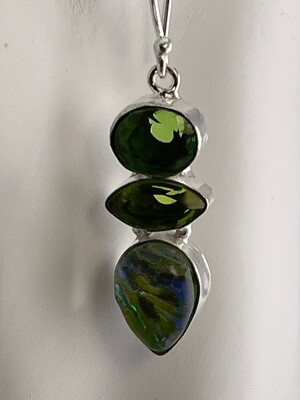 Fire Opal Peridot Gemstone set in Sterling Silver