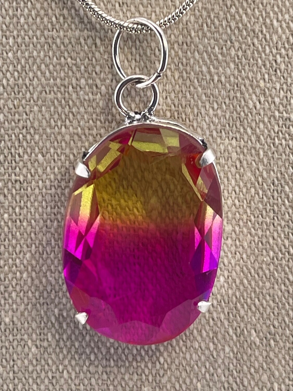 Bi Colour Tourmaline Gemstone set in Sterling Silver
