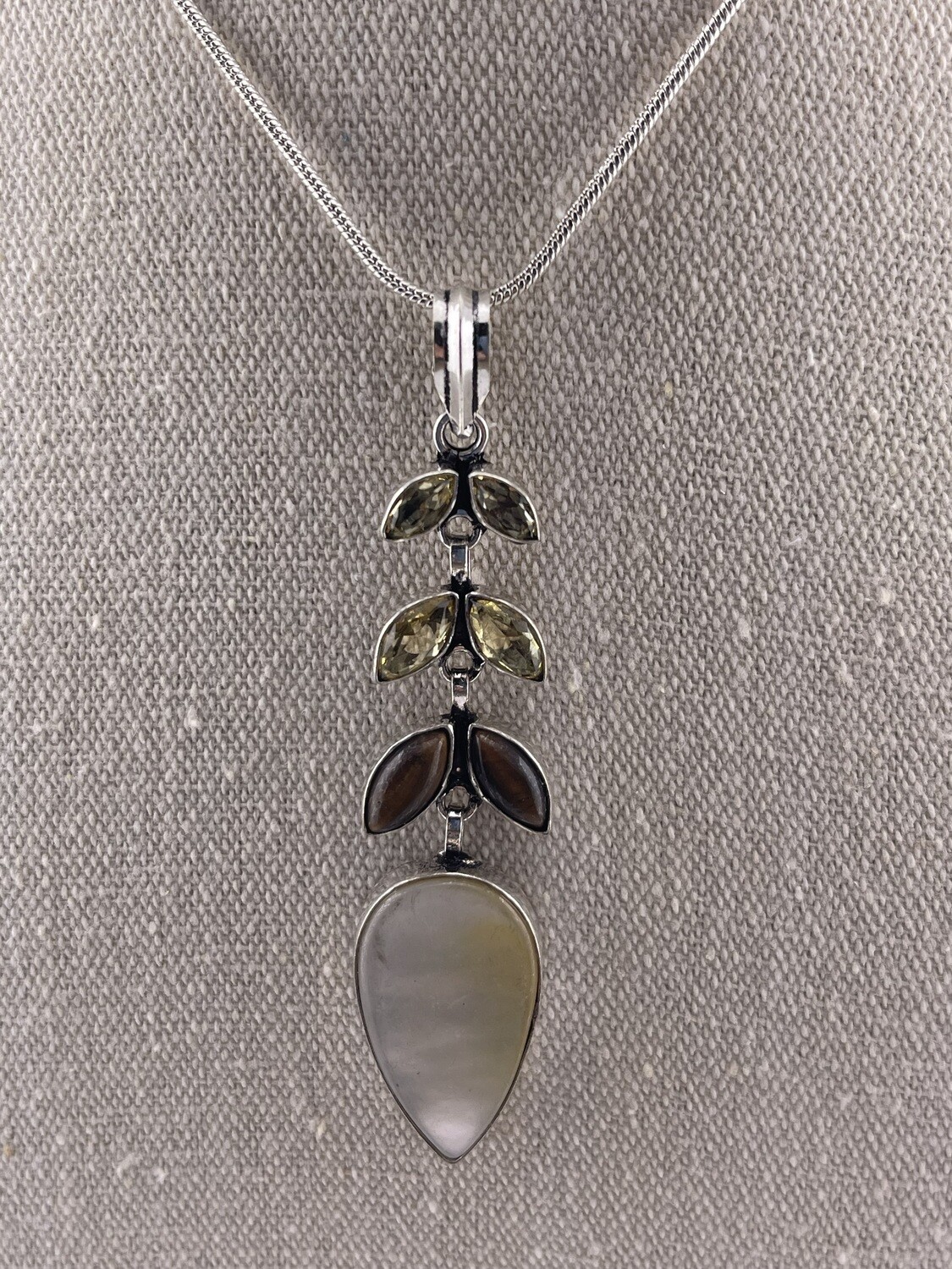 Mother of Pearl with Citrine Gemstone set in Plated Sterling Silver