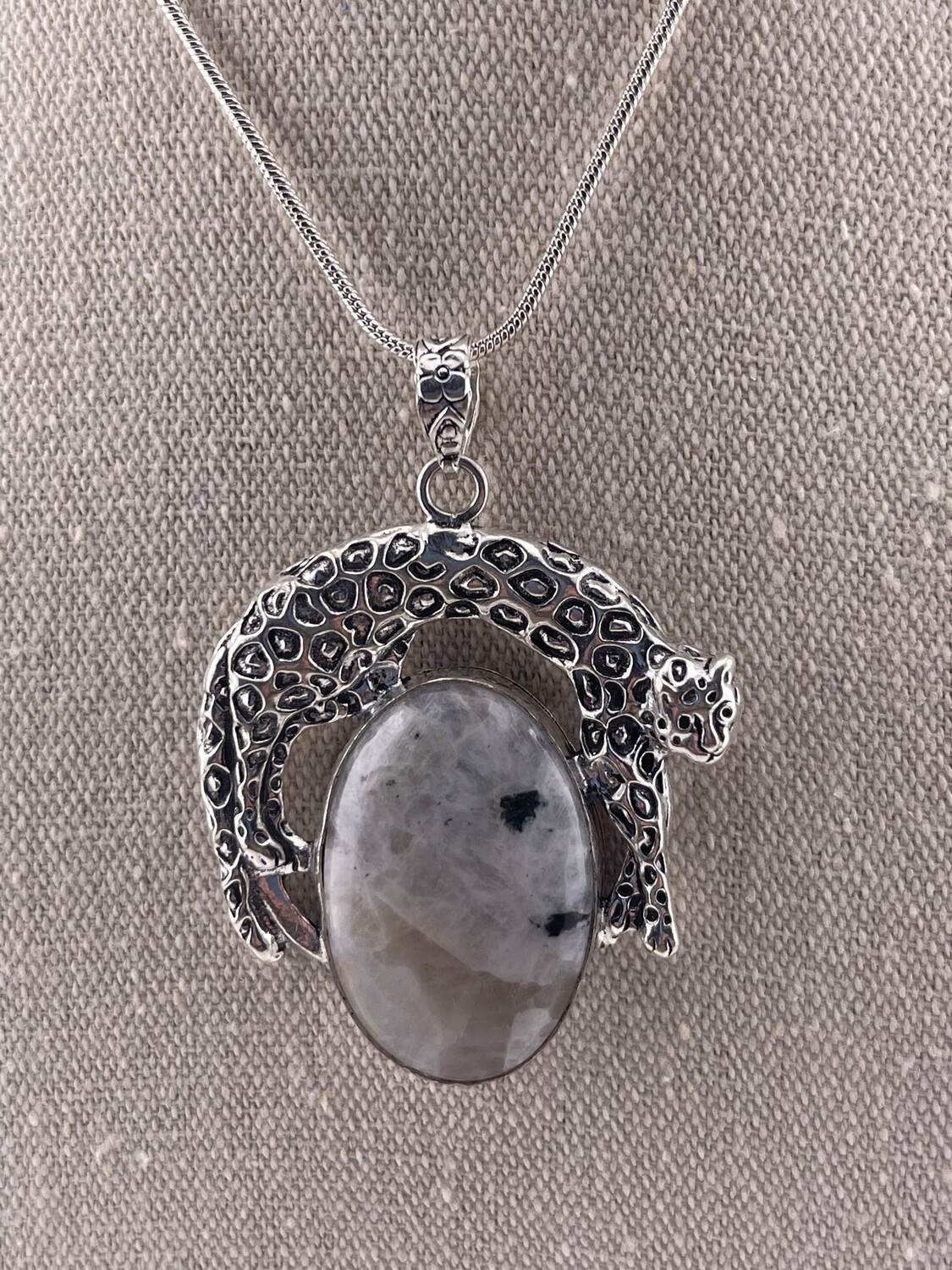 Rainbow Moonstone Gemstone set in Sterling Silver