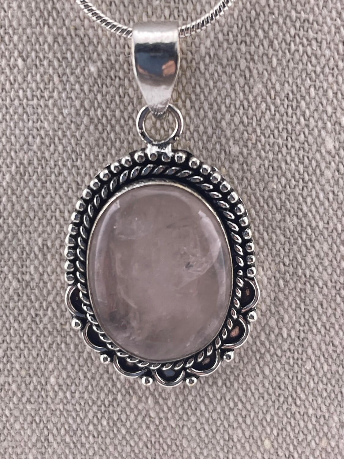 Rose Quartz Gemstone set in Sterling Silver