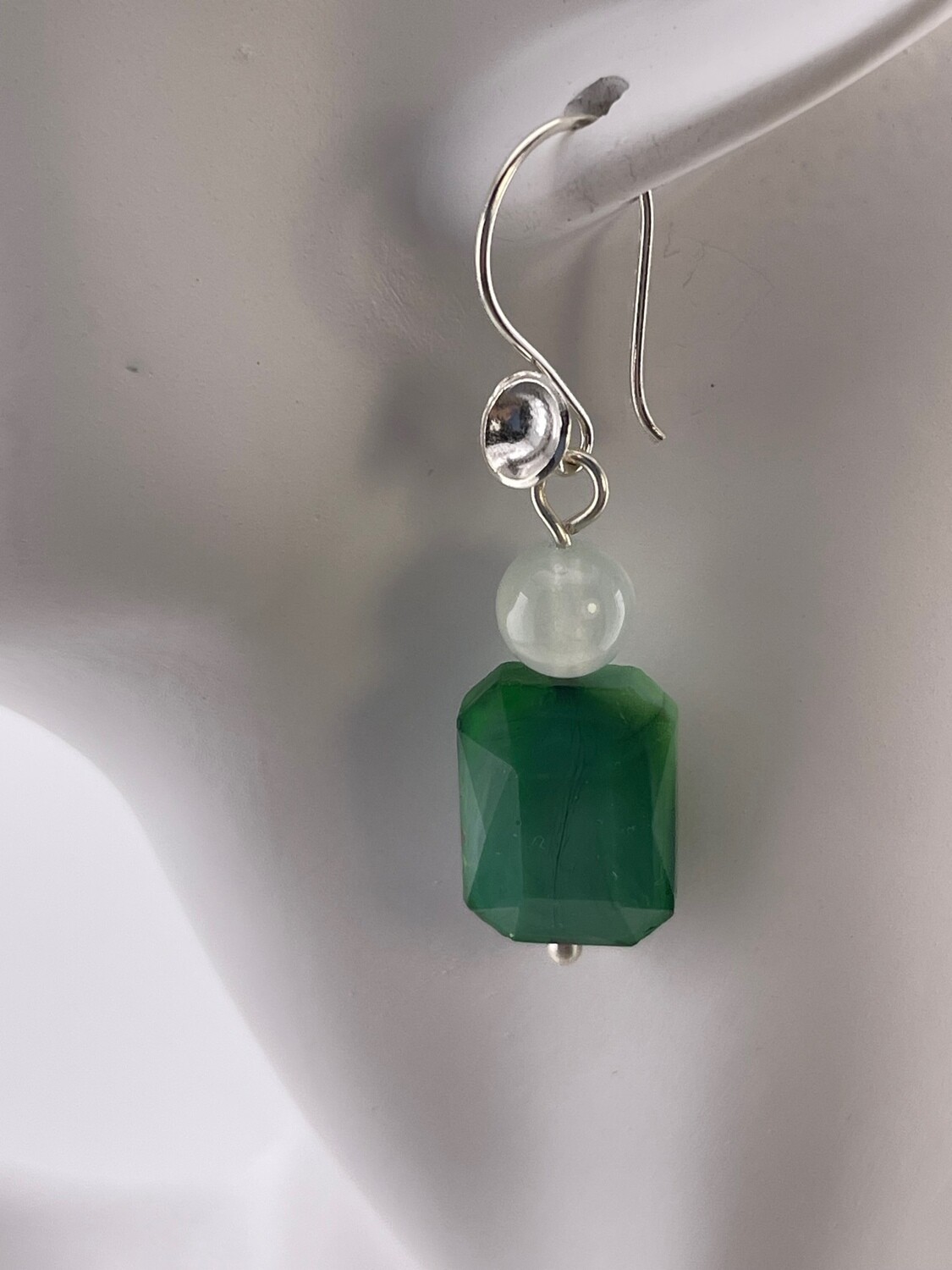 Crystal and Jade Earrings with Sterling Silver