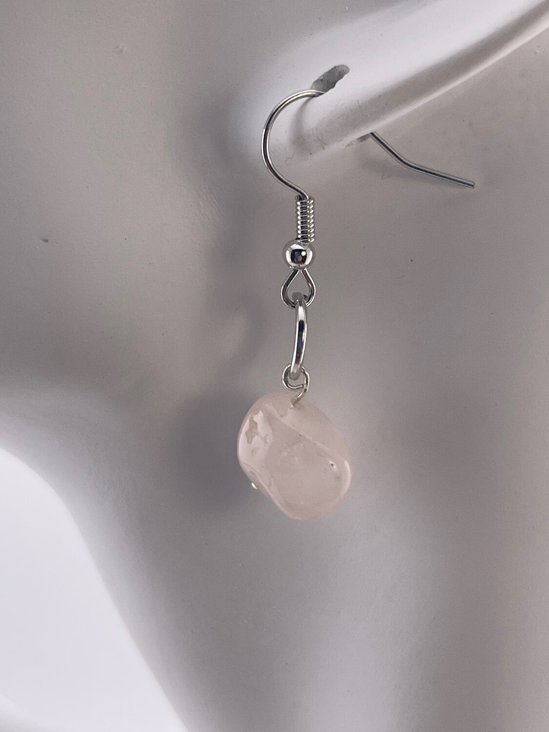 Rose Quartz Chip Bead Earring with Sterling Silver