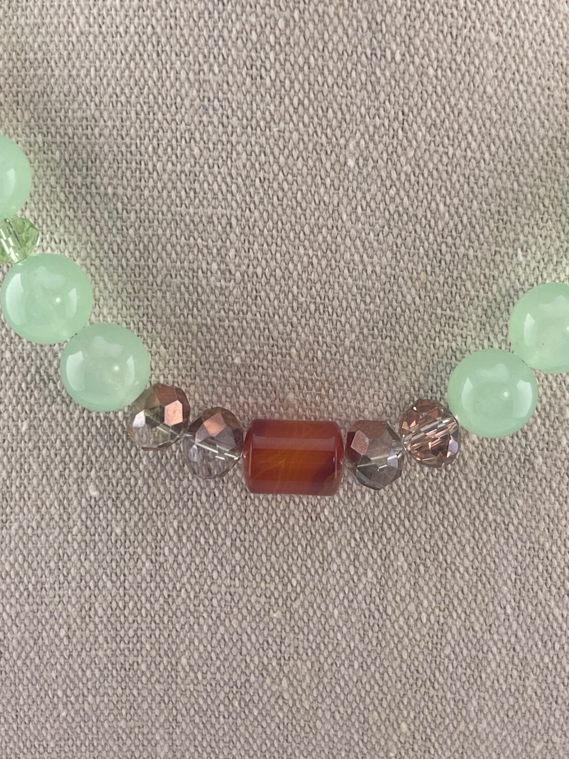 Beautiful Jade and Crystal Necklace 16 inch