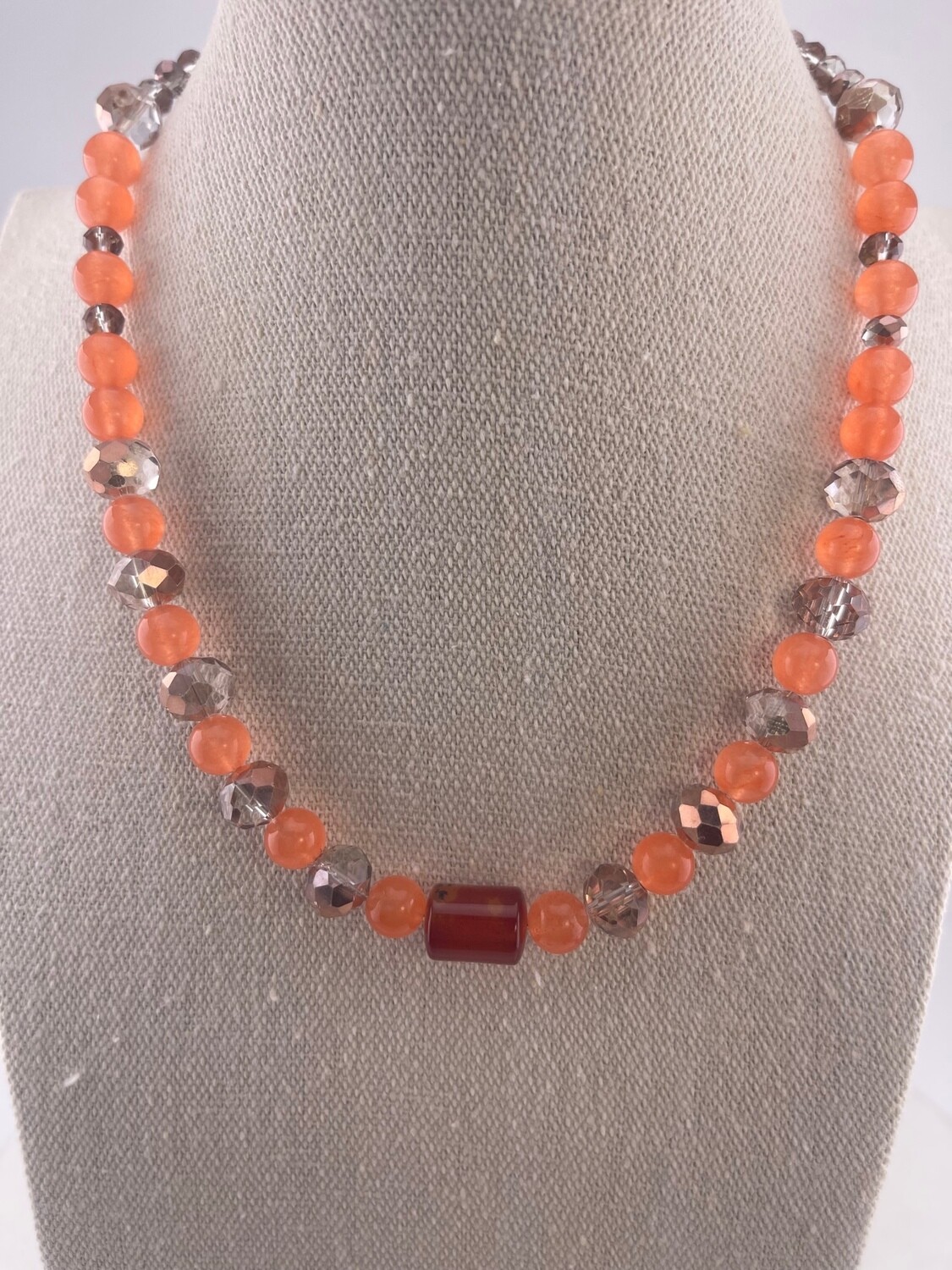 Agate with Crystal Necklace 16 inch