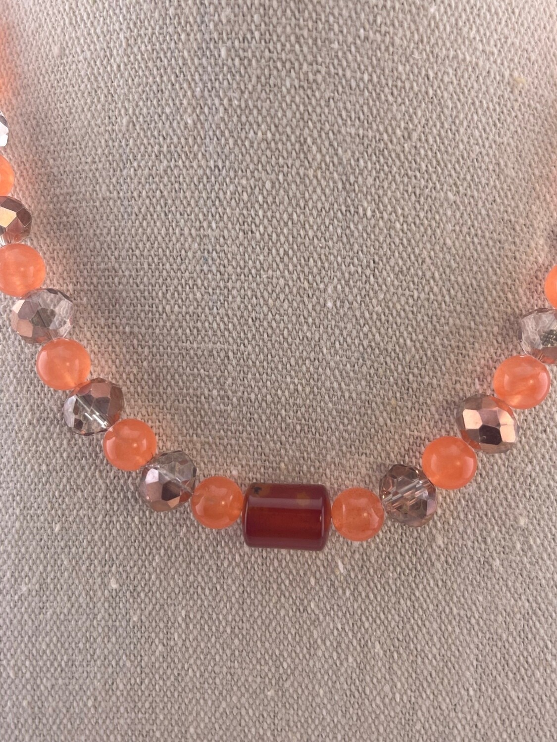 Agate with Crystal Necklace 16 inch