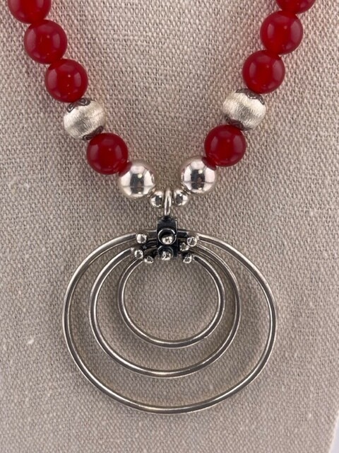 Ruby Gemstone and Sterling Silver Pendant