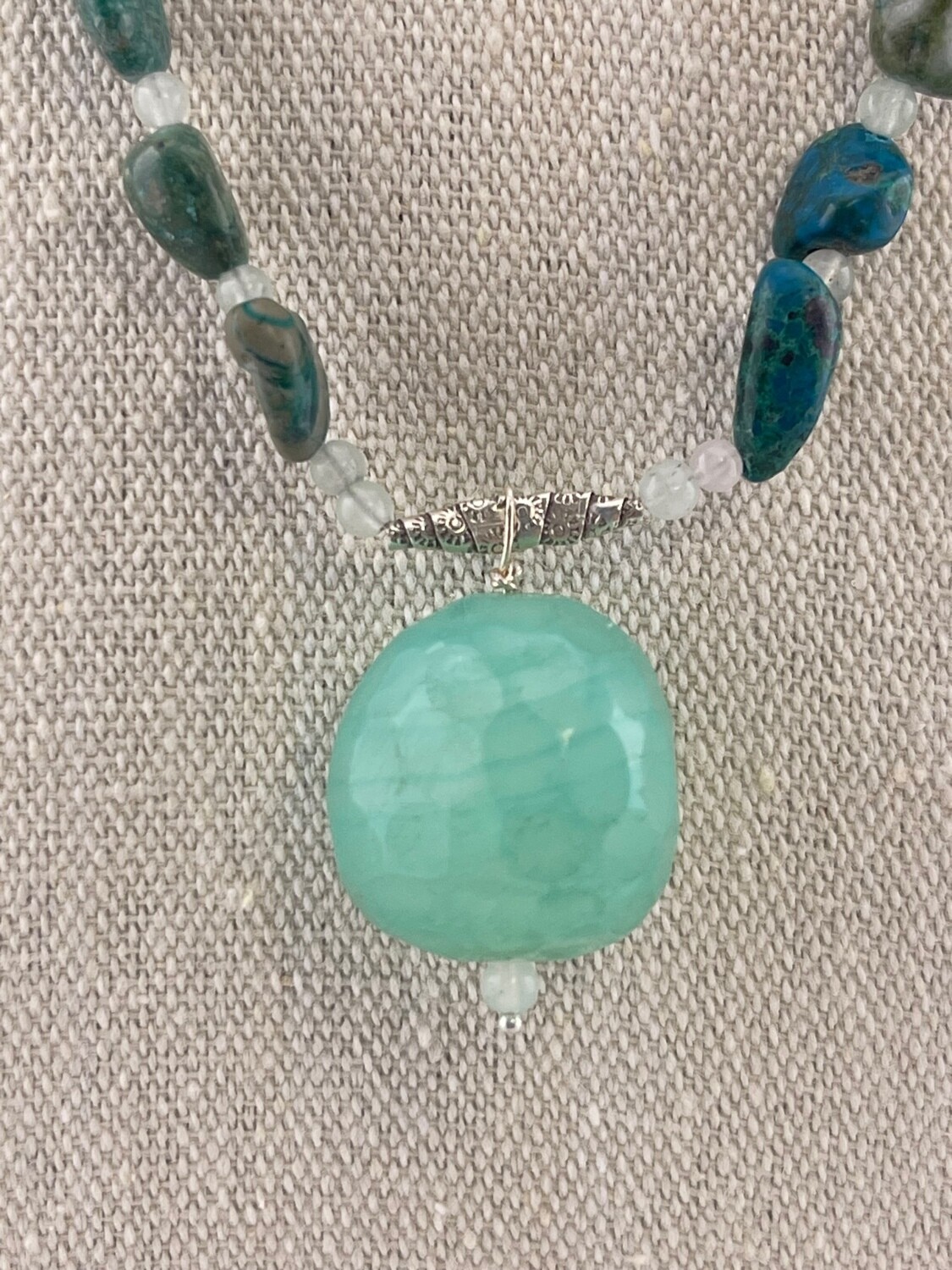 Gemstone and Sterling Silver 16 Inch Necklace