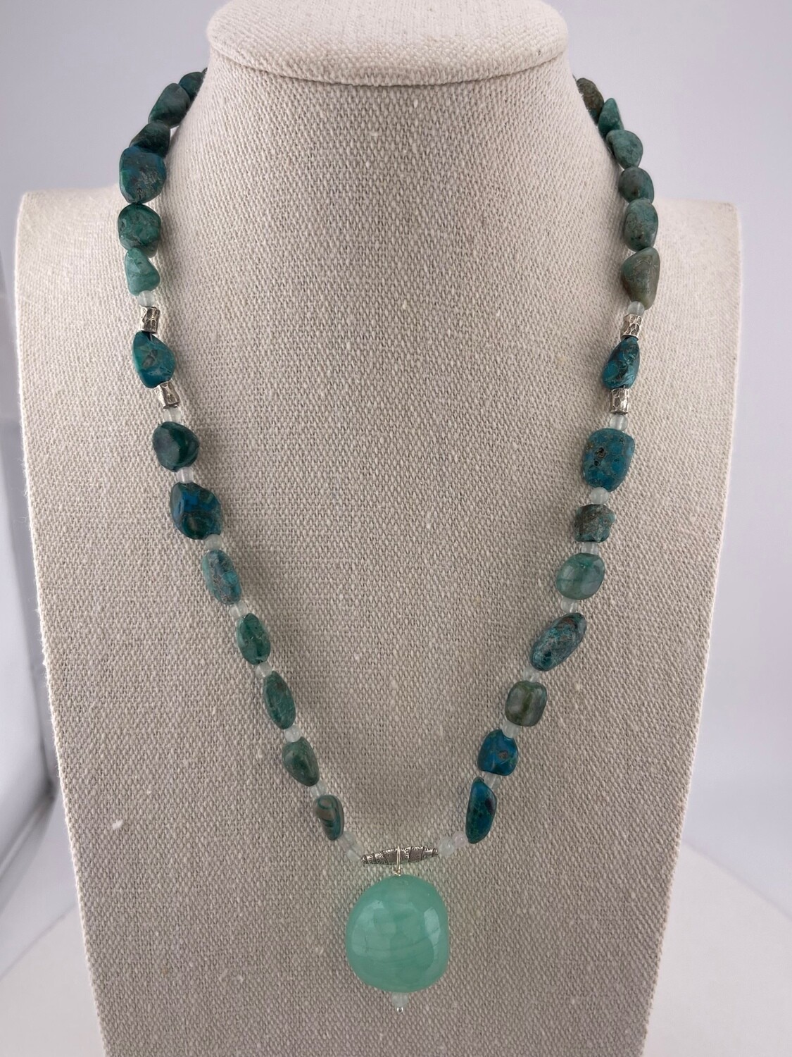 Gemstone and Sterling Silver 16 Inch Necklace