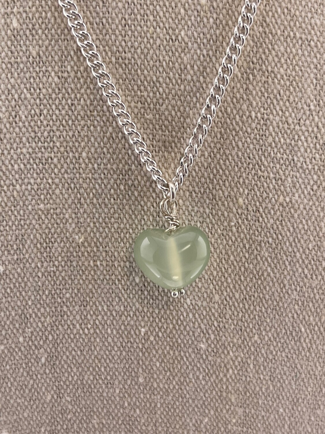 Beautiful Jade Heart Pendant and Sterling Silver Chain