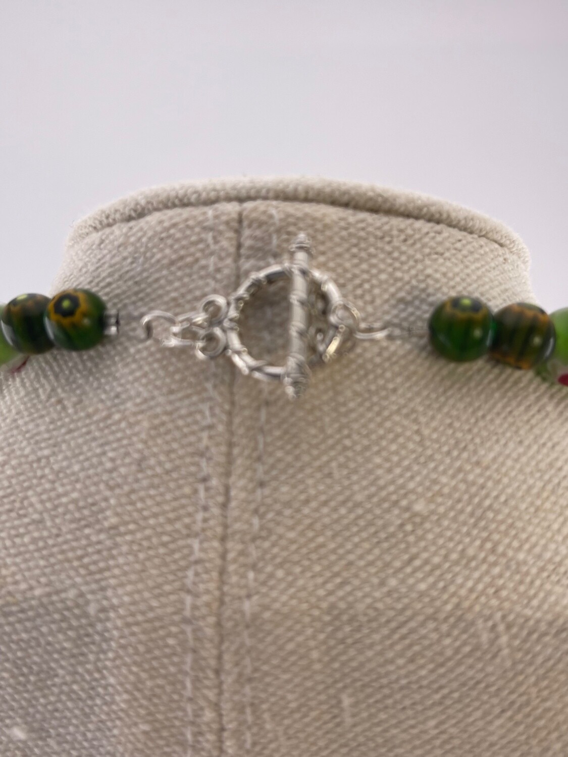 Ceramic Pendant with Gemstone and Crystal Beads
