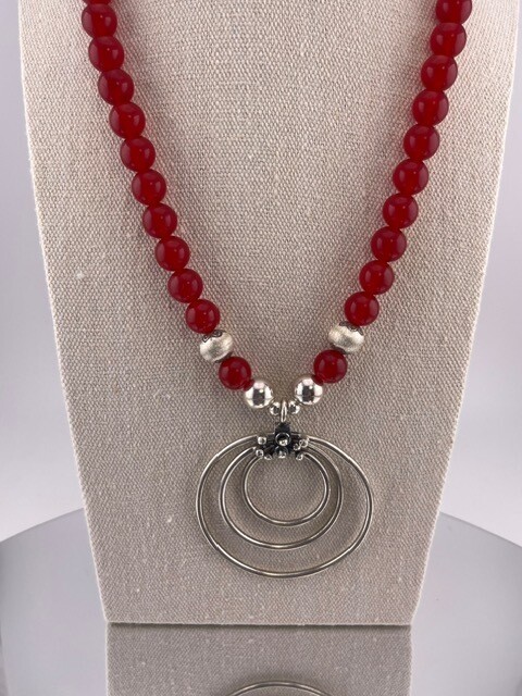 Ruby Gemstone and Sterling Silver Pendant