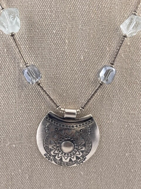 Aqua Quartz, Quality Crystal and Sterling Silver Necklace with Pendant