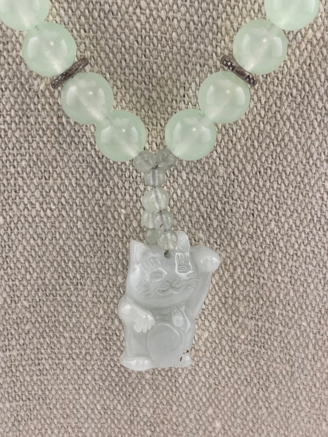 Jade and Sterling Silver Pendant and Jade Beaded