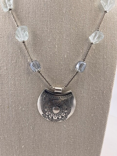 Aqua Quartz, Quality Crystal and Sterling Silver Necklace with Pendant