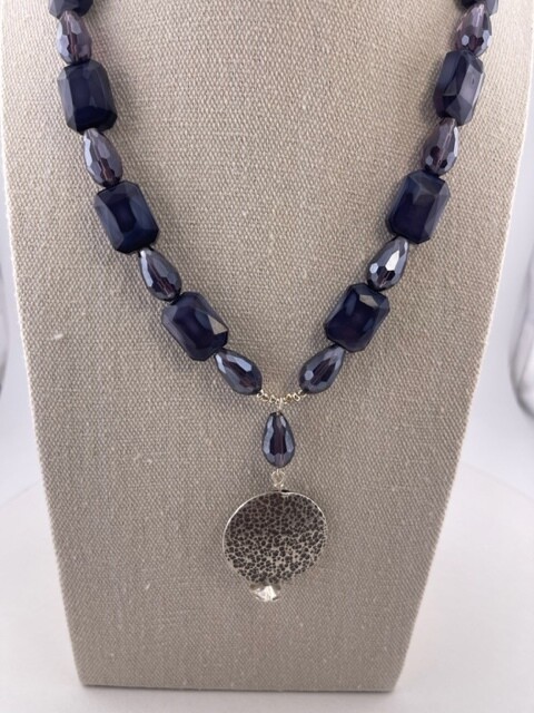 Gorgeous Crystal Necklace with Sterling Silver Pendant and Clasp