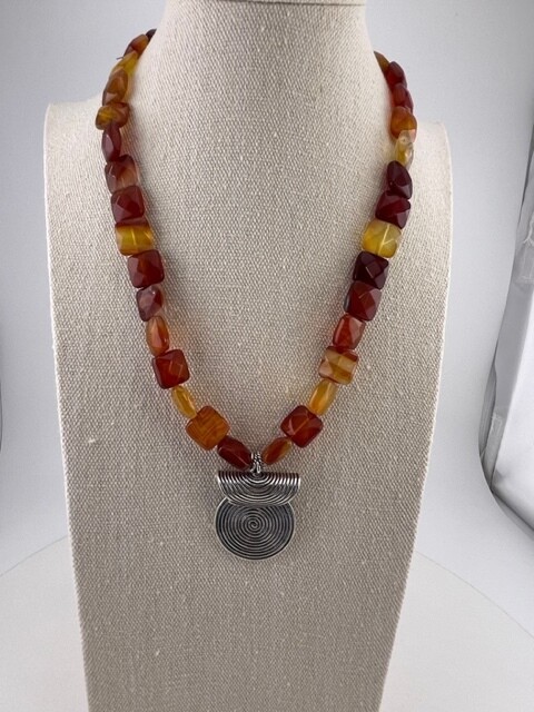 Crystal and Sterling Silver Pendant and Necklace