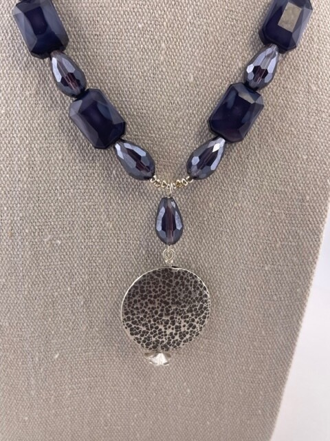 Gorgeous Crystal Necklace with Sterling Silver Pendant and Clasp