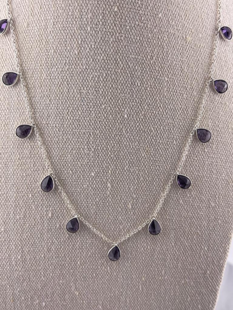 Amethyst Delicate Necklace Sterling Silver 16 inch