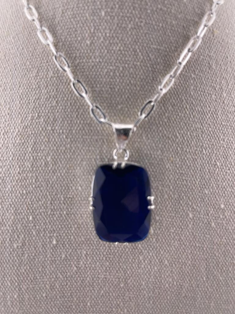 Blue Tanzanite Pendant set in Sterling Silver