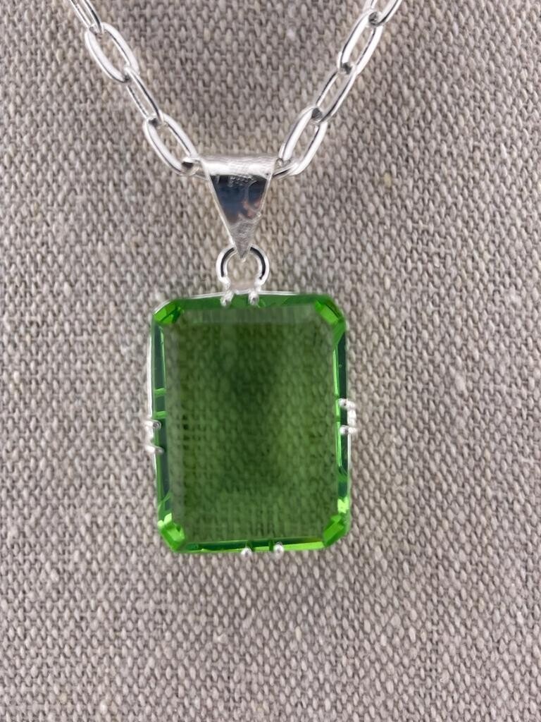 Green Amethyst Gemstone set in Sterling Silver