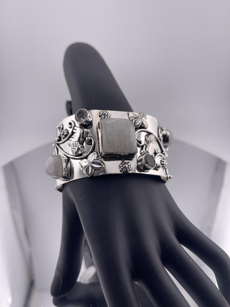 Moonstone Bangle set in Sterling Silver