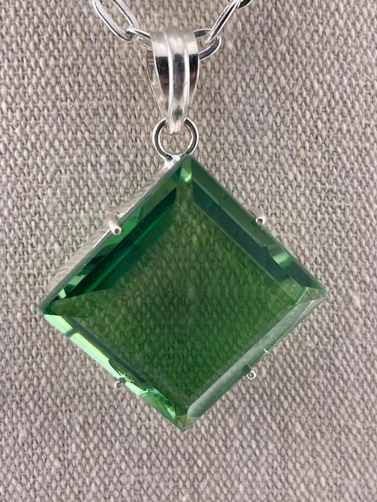 Green Chrome Diopside Pendant Gemstone with Sterling Silver