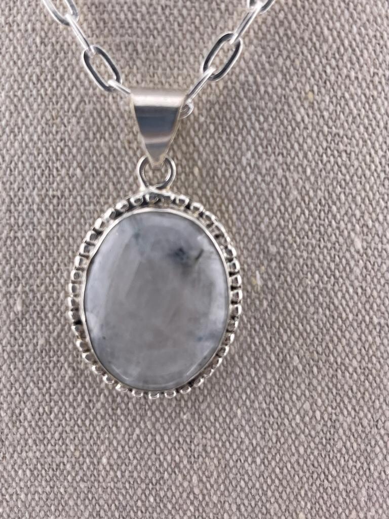 Moonstone Gemstone Pendant set in Sterling Silver