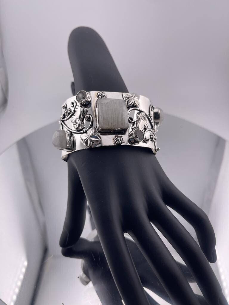 Moonstone Bangle set in Sterling Silver