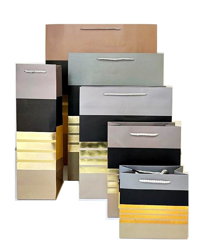 Striped men's Gold Lines Extra Small Gift Bag PK3 (R8.50 Each)
