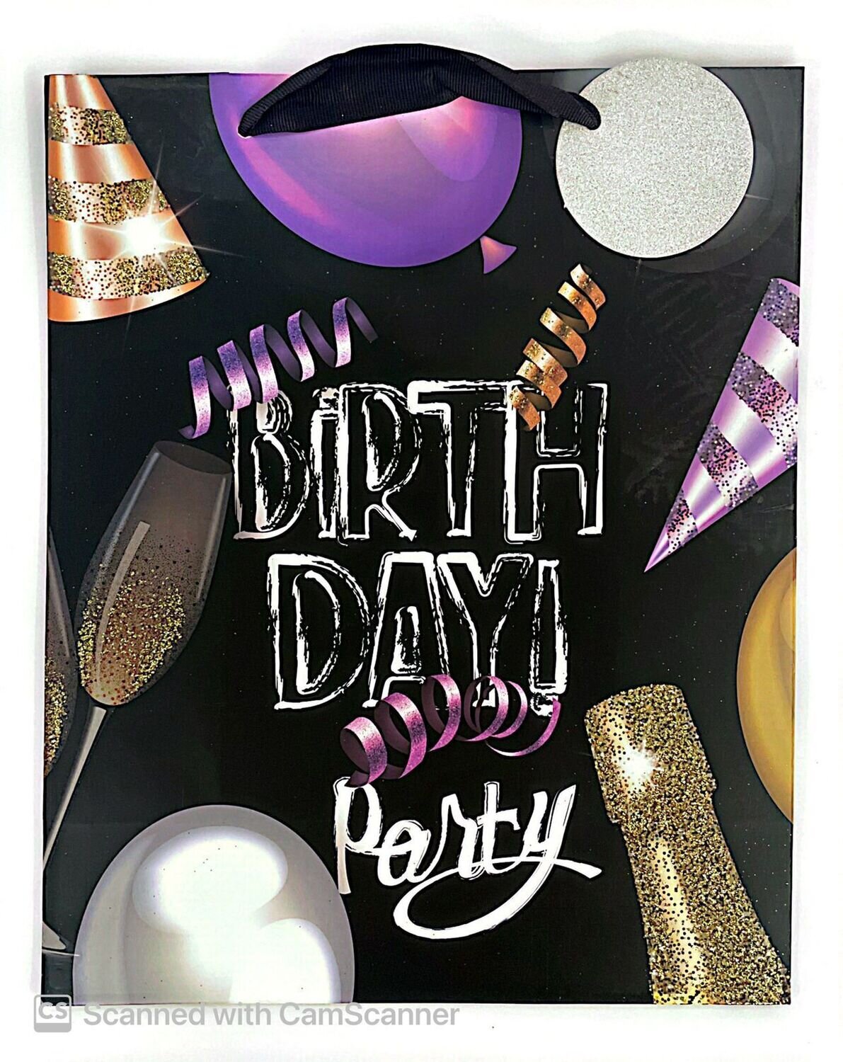 Birthday Party Champagne Large Gift Bag  PK3 (R27.50 Each)