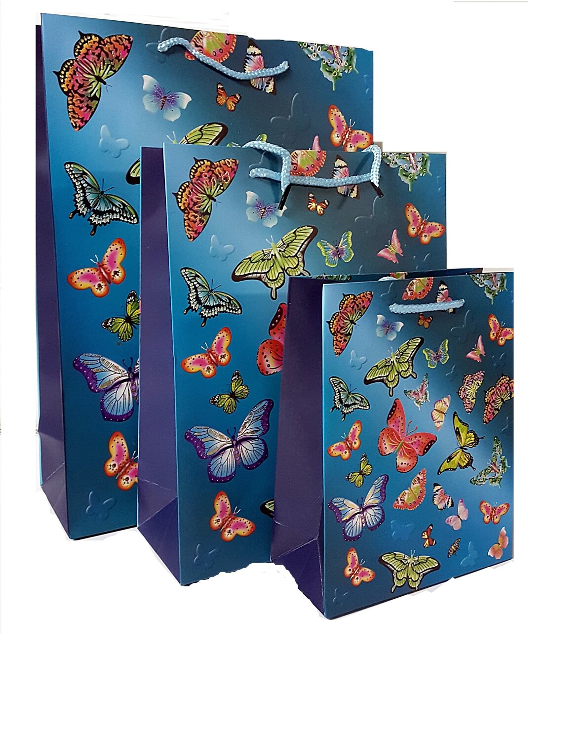 Blue Butterfly Gift Bag Large PK3 (R20 Each)